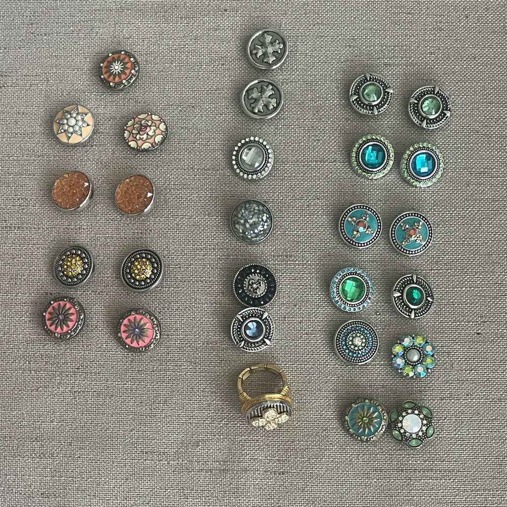 Ginger Snaps Jewelry Lot – 28 Snaps + Silver Bracelet, Rings & Earrings